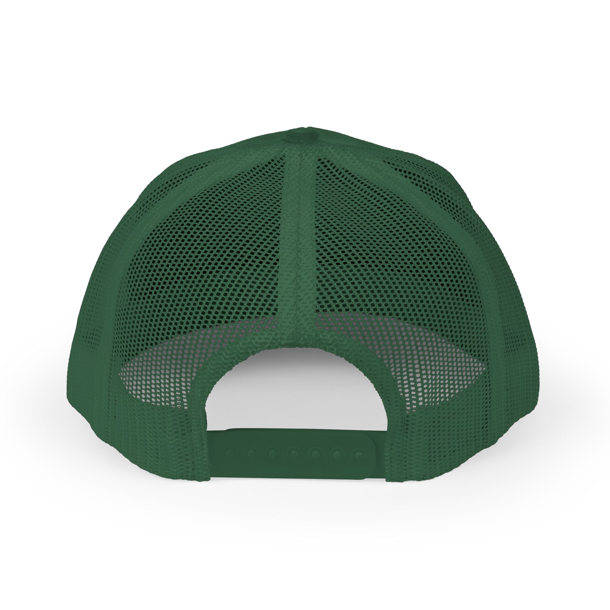 Green mesh back cap on a white background