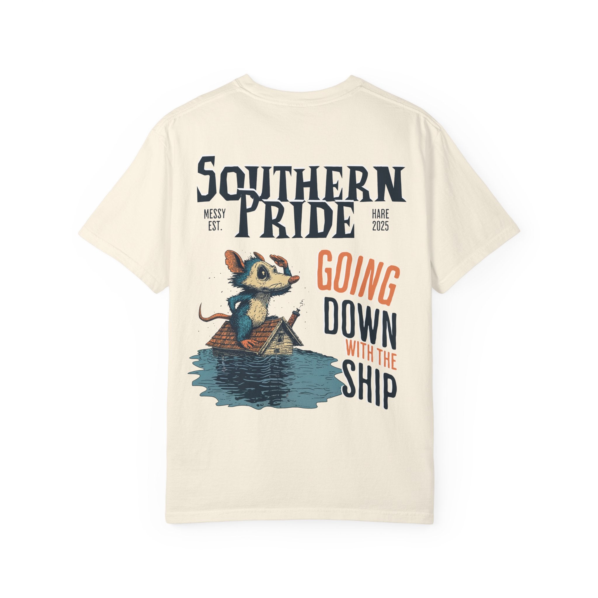 Beige t-shirt with 'Southern Pride' graphic and text on a white background
